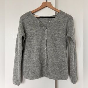 sezane gaspard cardigan in mottled gray